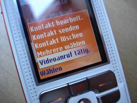 Videoanruf mit dem W800i tätigen